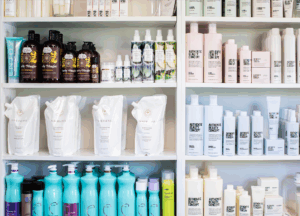 Hair salon selection of curly hair products